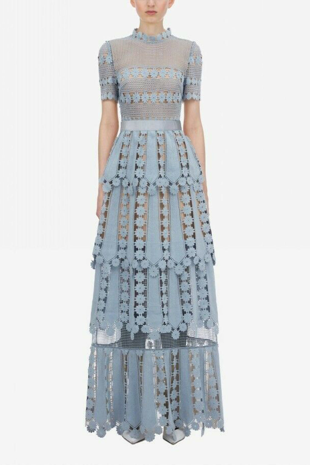 Lace Short Sleeve Midi Dress