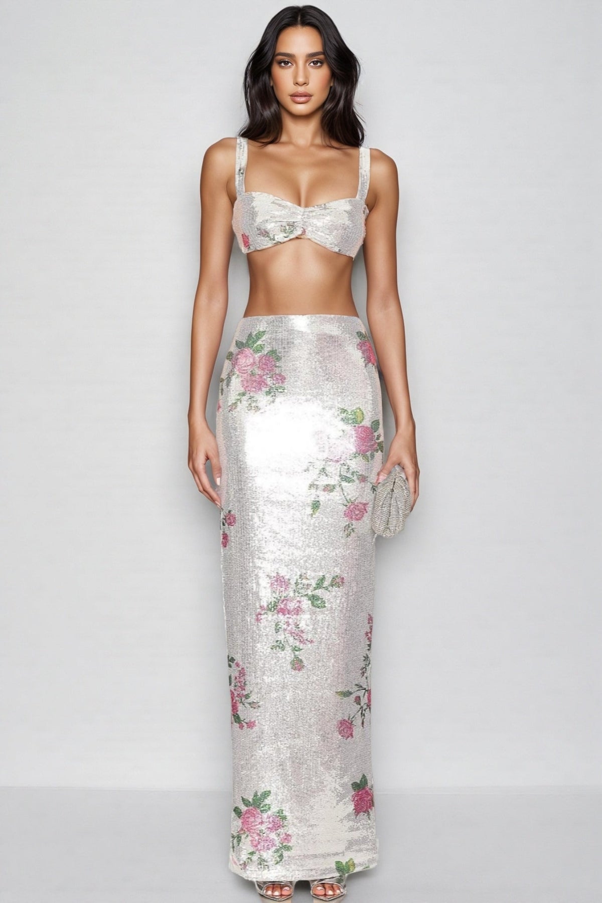 Orinthia Sequin High Waist Maxi Dress