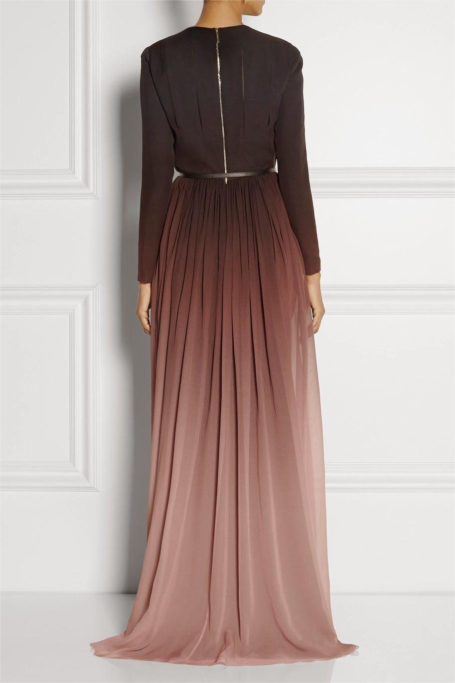 Gradient Color Runched Maxi Dress