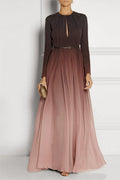 Gradient Color Runched Maxi Dress