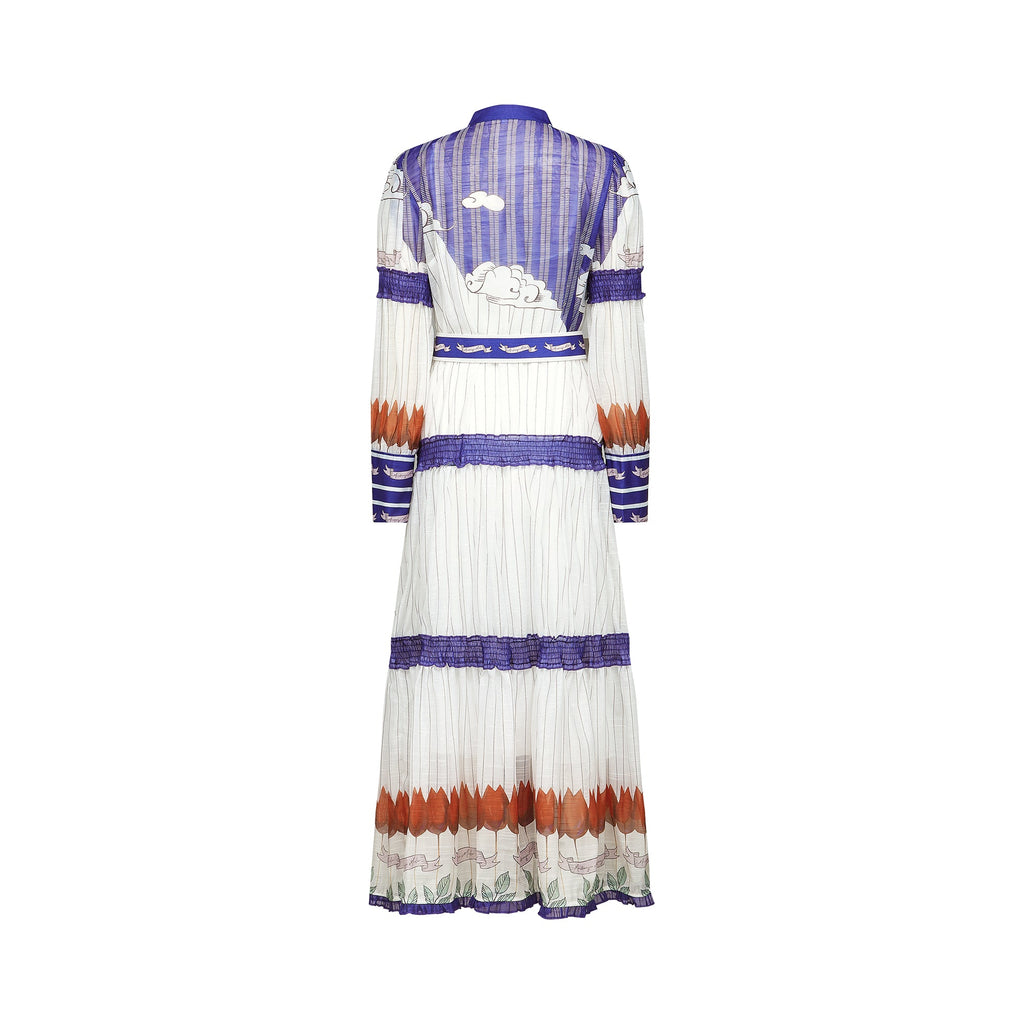 Puff Sleeve Midi Dress With Belt