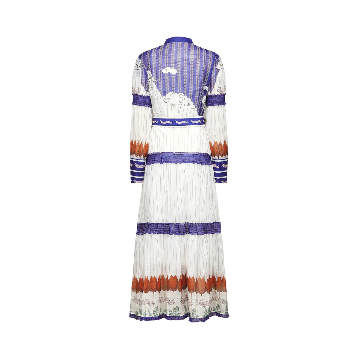 Puff Sleeve Midi Dress With Belt