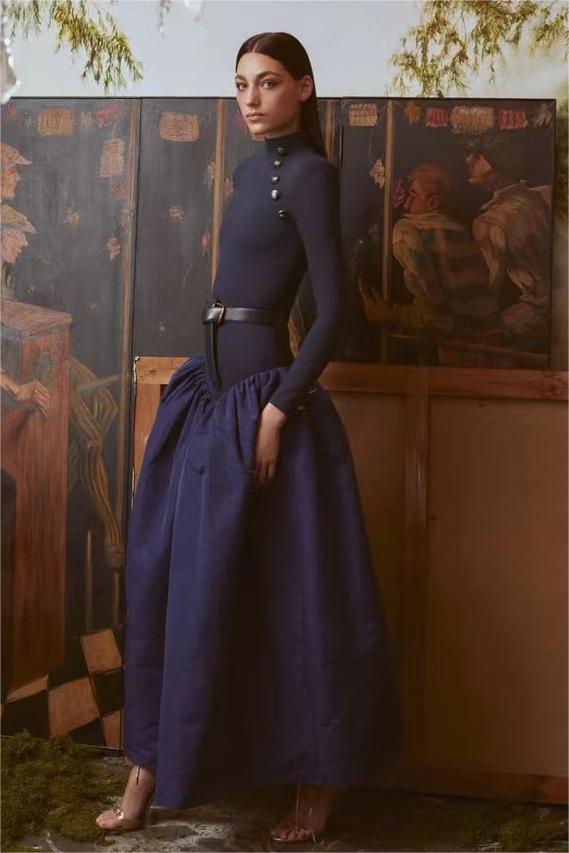 High Neck Button Midi Dress