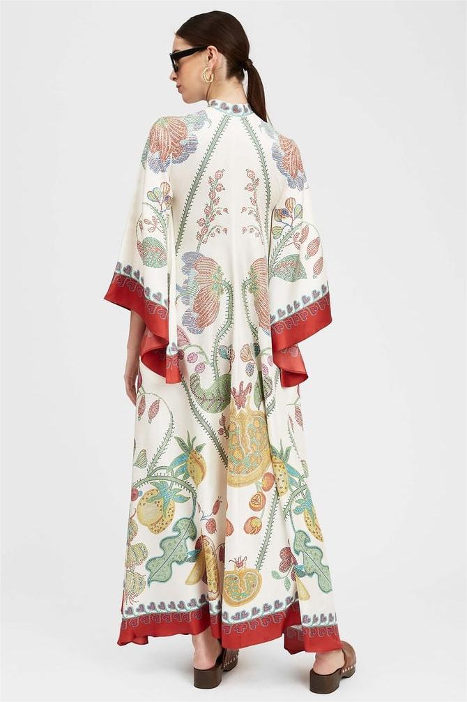 V-neck Ball Sleeve Maxi Dress