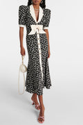 Bow Puff Sleeve Midi Dress