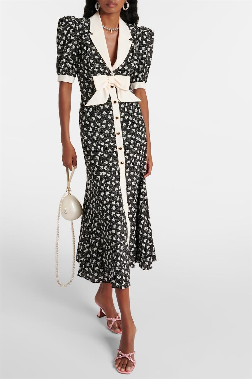 Bow Puff Sleeve Midi Dress