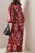 Paisley Print Knotted Long Sleeve Midi Dress