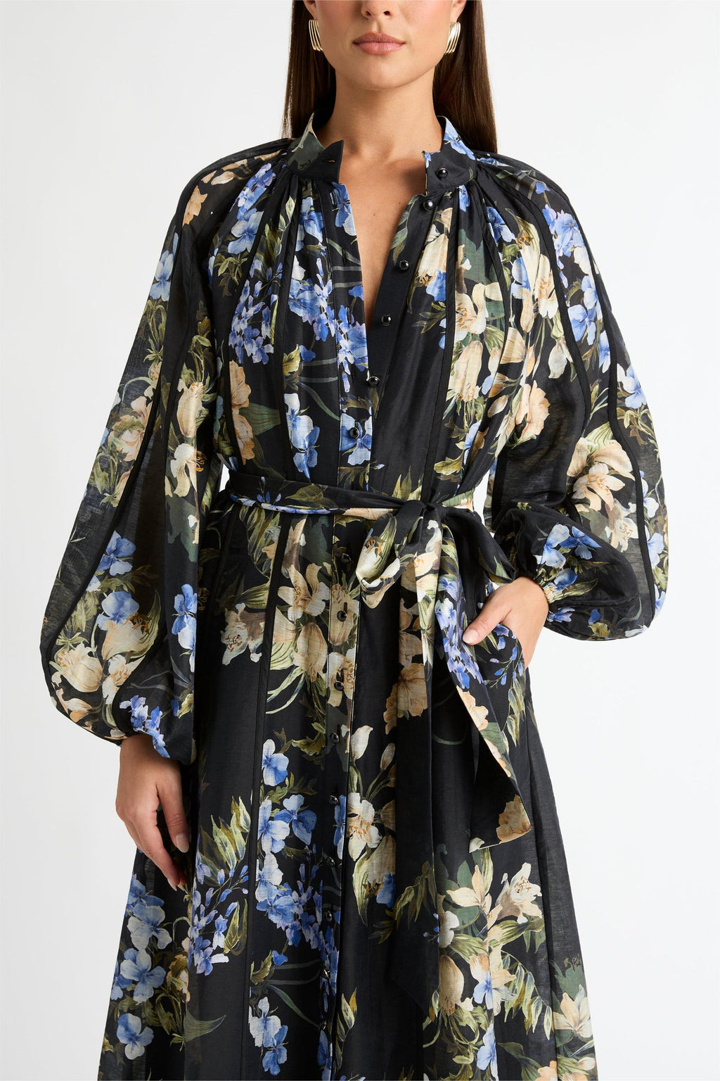 Lantern Sleeve Bottom Midi Dress