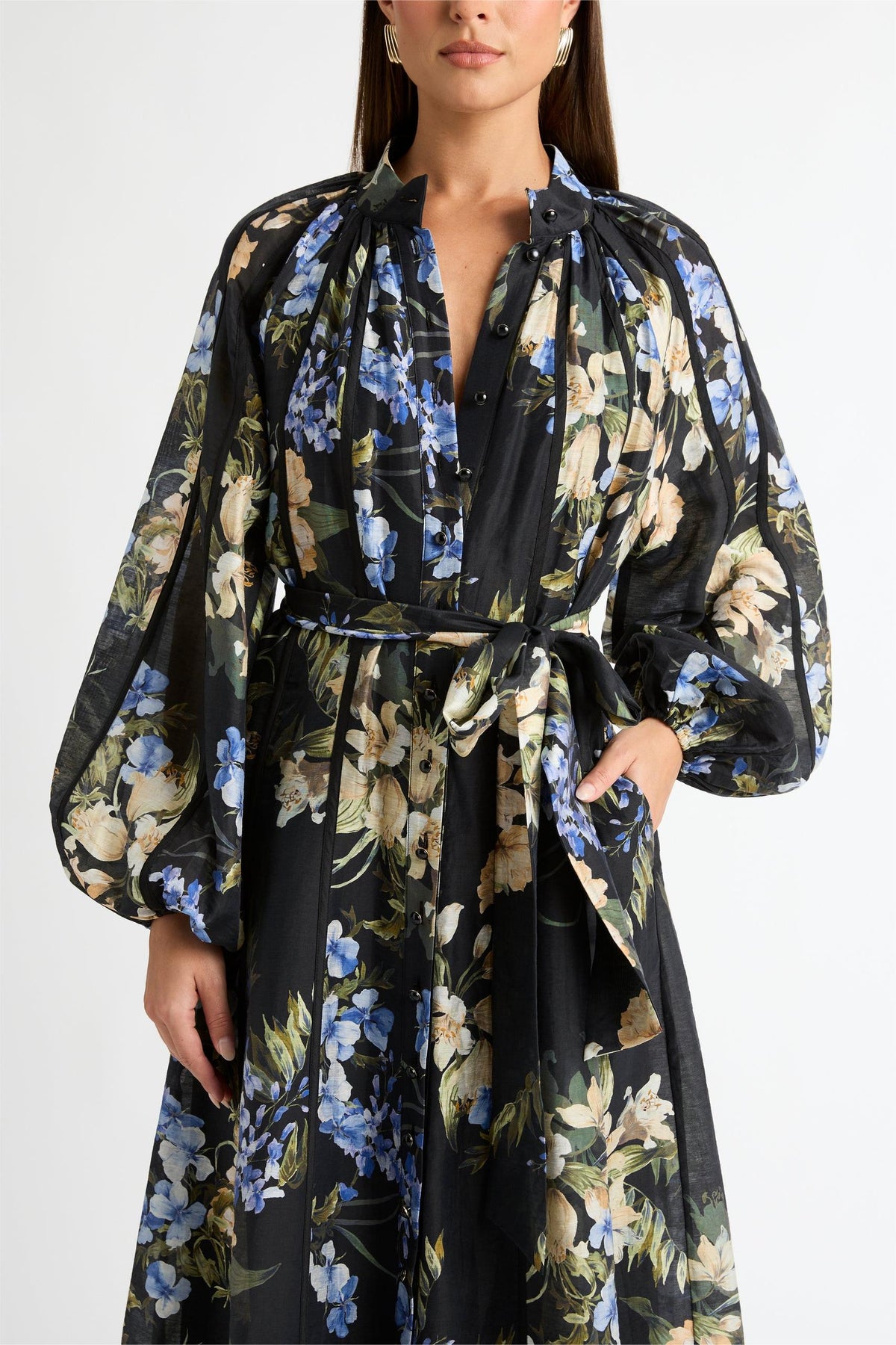 Lantern Sleeve Bottom Midi Dress