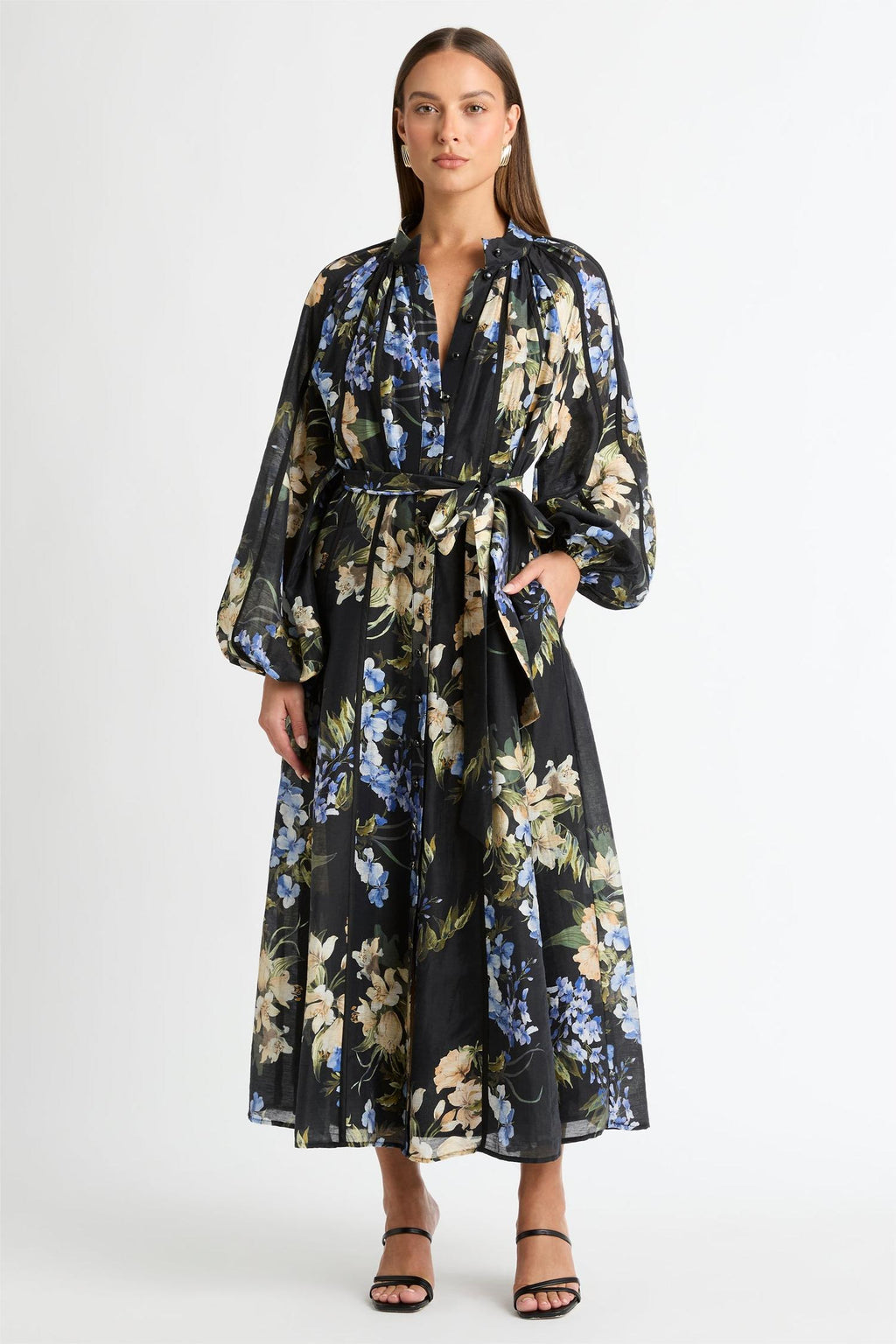 Lantern Sleeve Bottom Midi Dress
