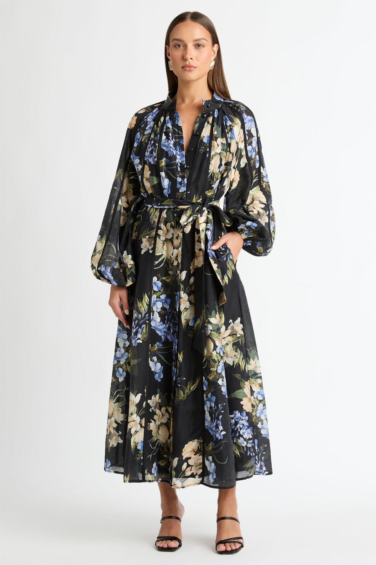 Lantern Sleeve Bottom Midi Dress