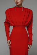 High Split Long Sleeve Midi Dress