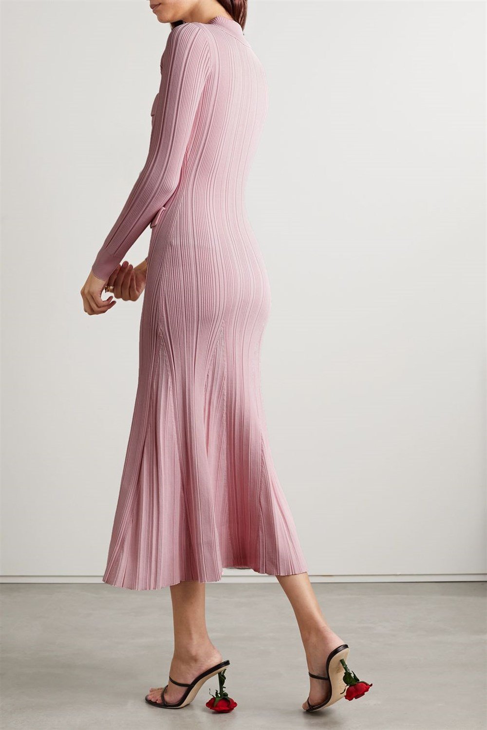 Jersey Flapped Long Sleeve Midi Dress