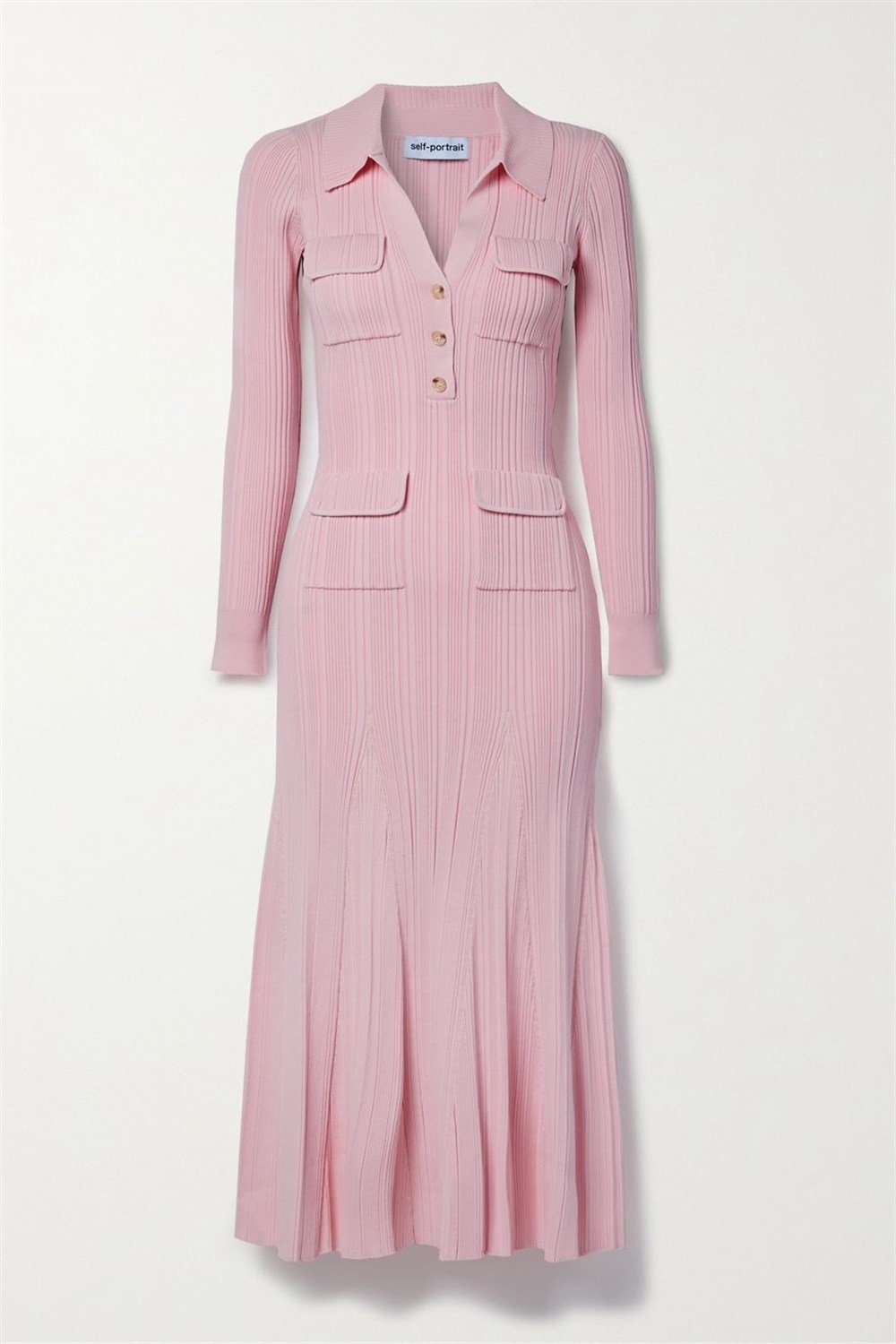 Jersey Flapped Long Sleeve Midi Dress