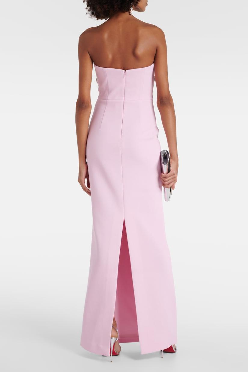Nail Bead Embroidery Strapless Midi Dress