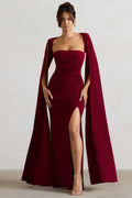 Square Collar High Slit Midi Dress