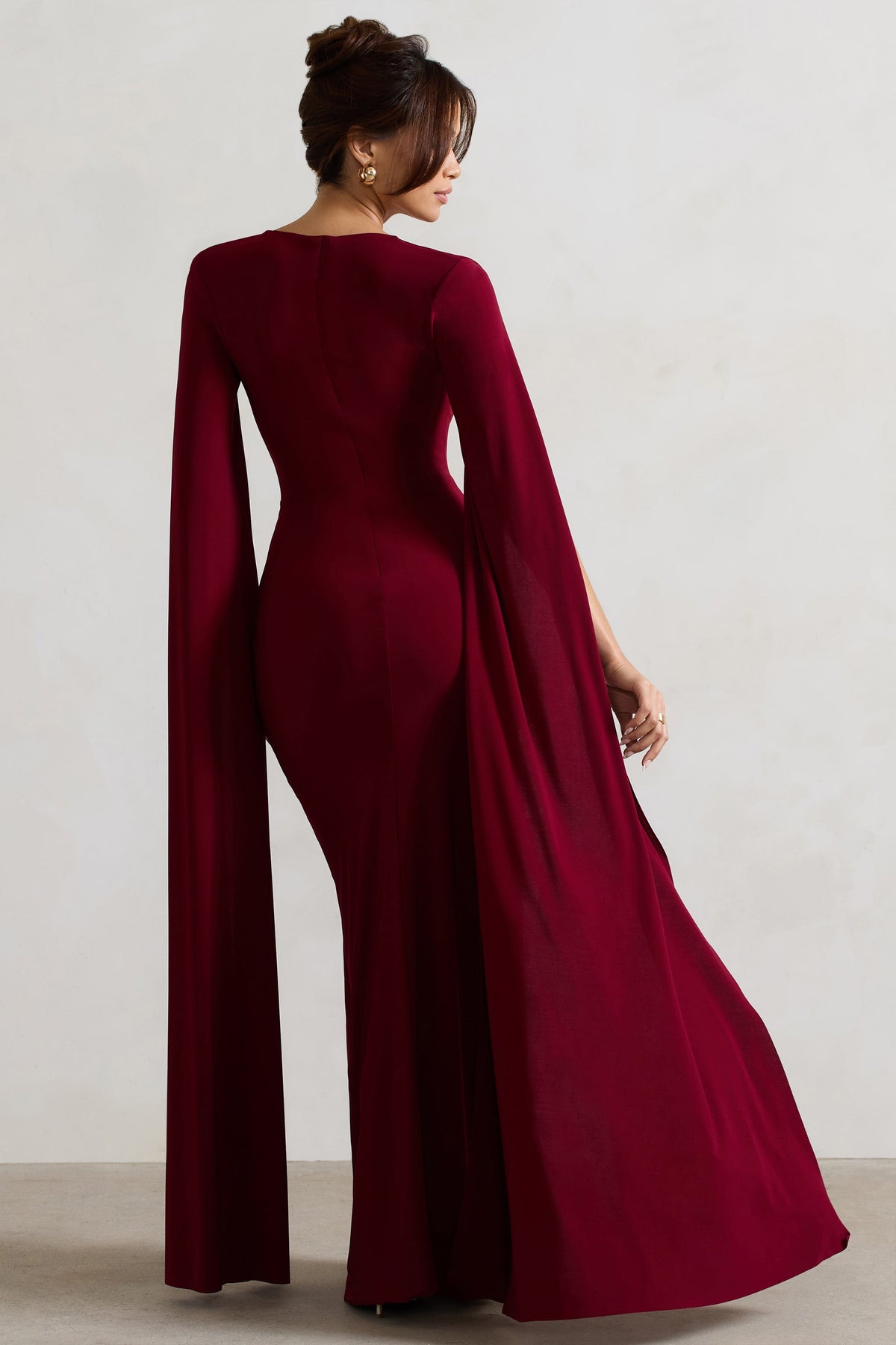 Square Collar High Slit Midi Dress