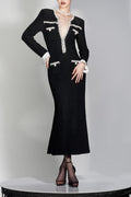 Metallic Yarn Velvet Midi Dress