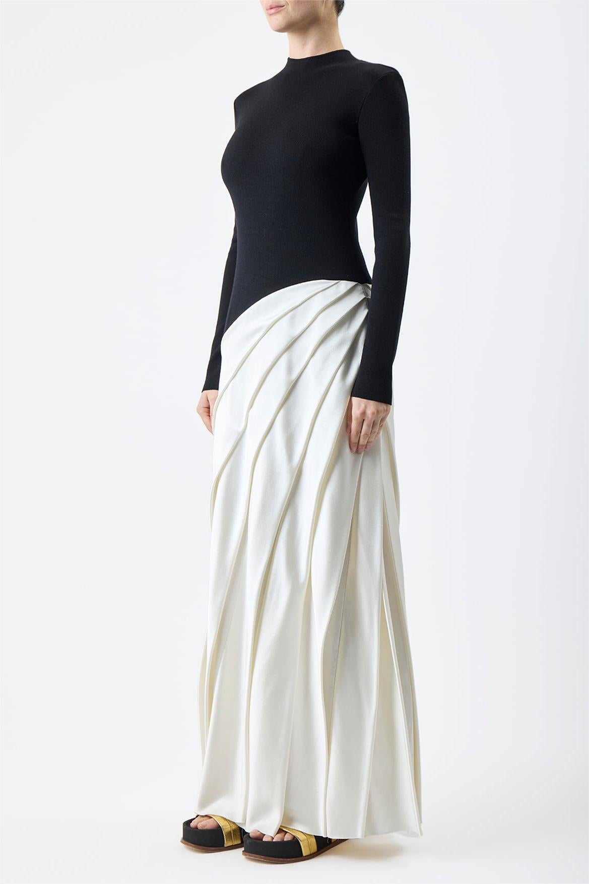 Round Neck Long Sleeve Splicing Midi Dress