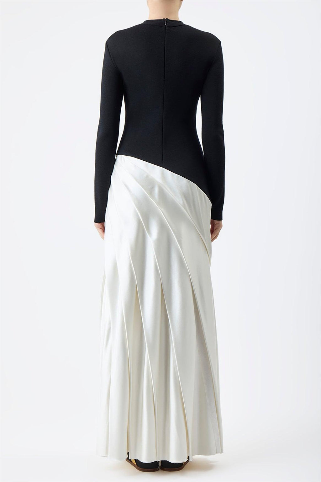 Round Neck Long Sleeve Splicing Midi Dress