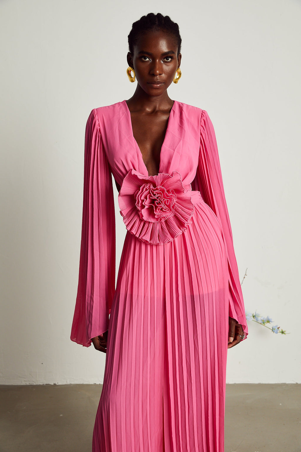 3d Flower Cut-out Maxi Dress