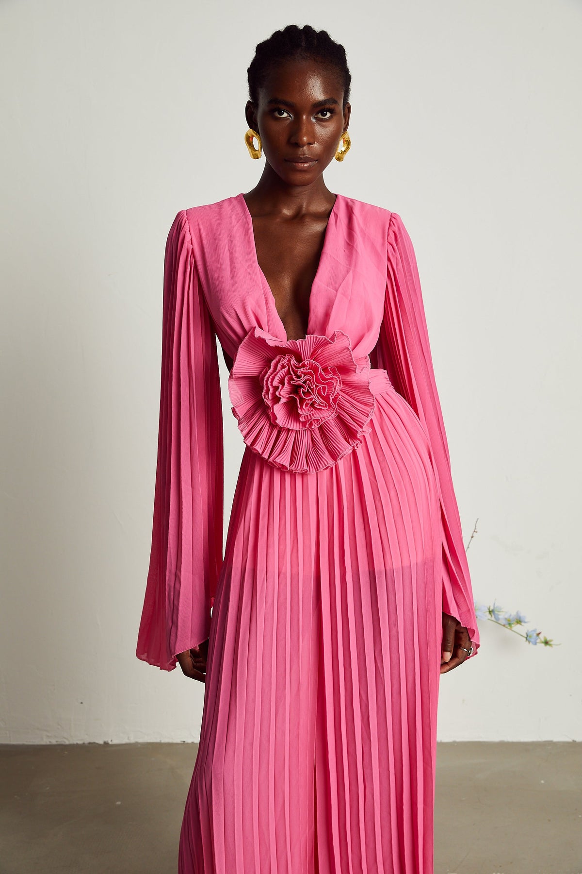 3d Flower Cut-out Maxi Dress