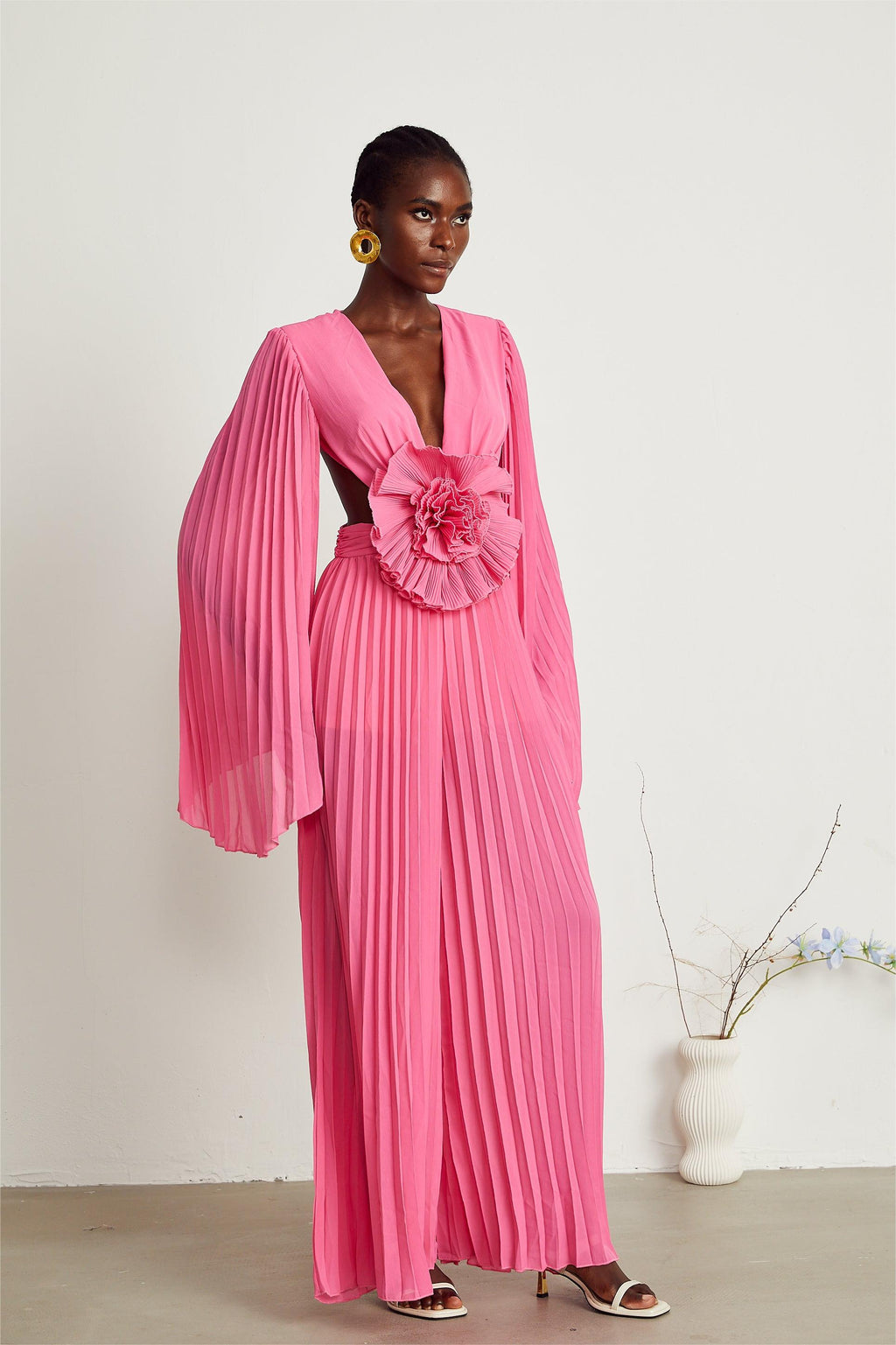 3d Flower Cut-out Maxi Dress