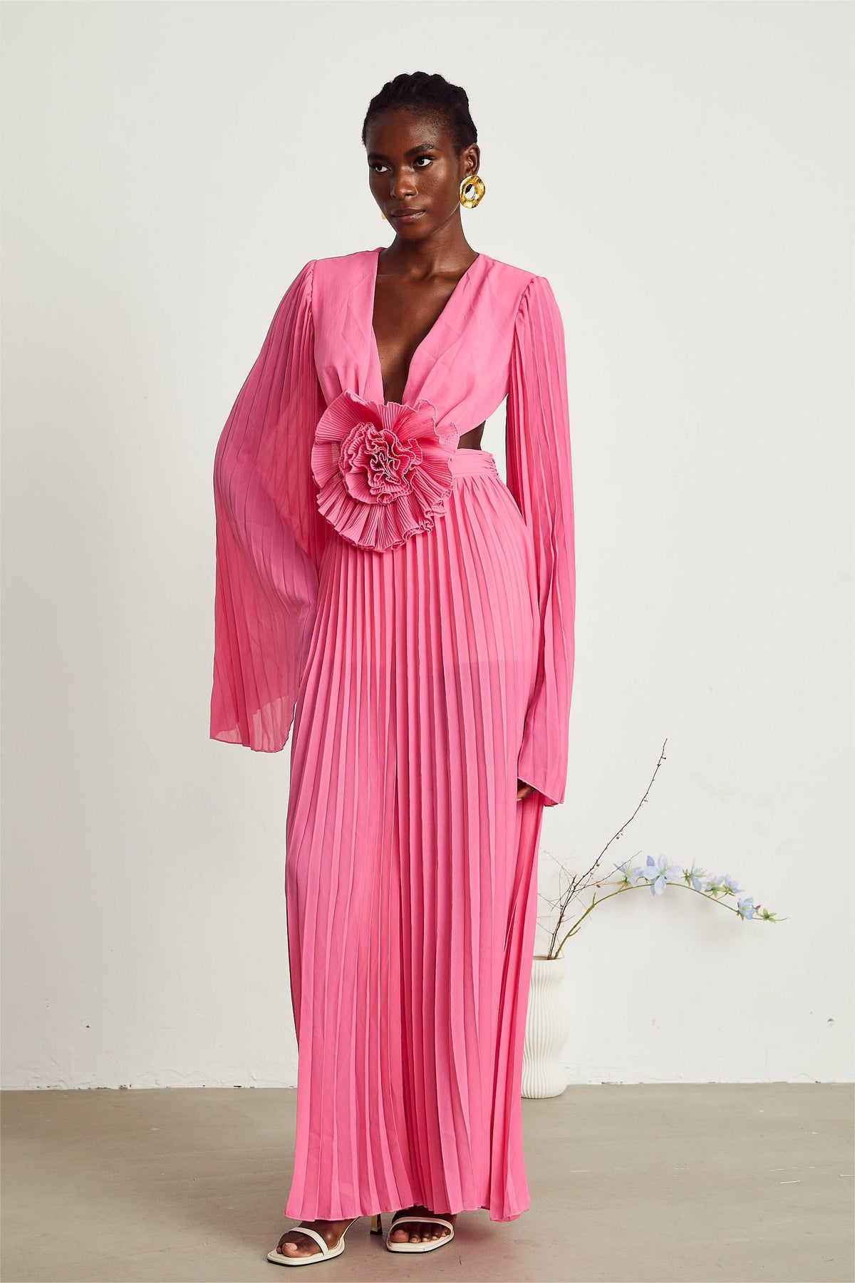 3d Flower Cut-out Maxi Dress