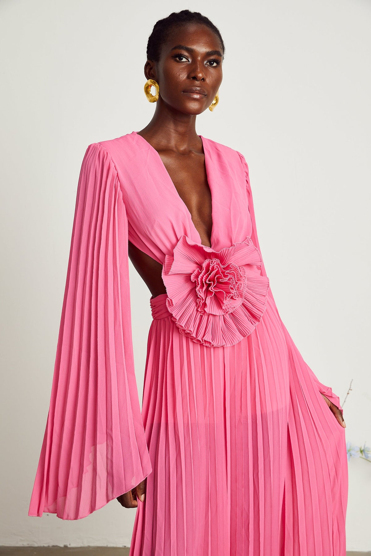 3d Flower Cut-out Maxi Dress