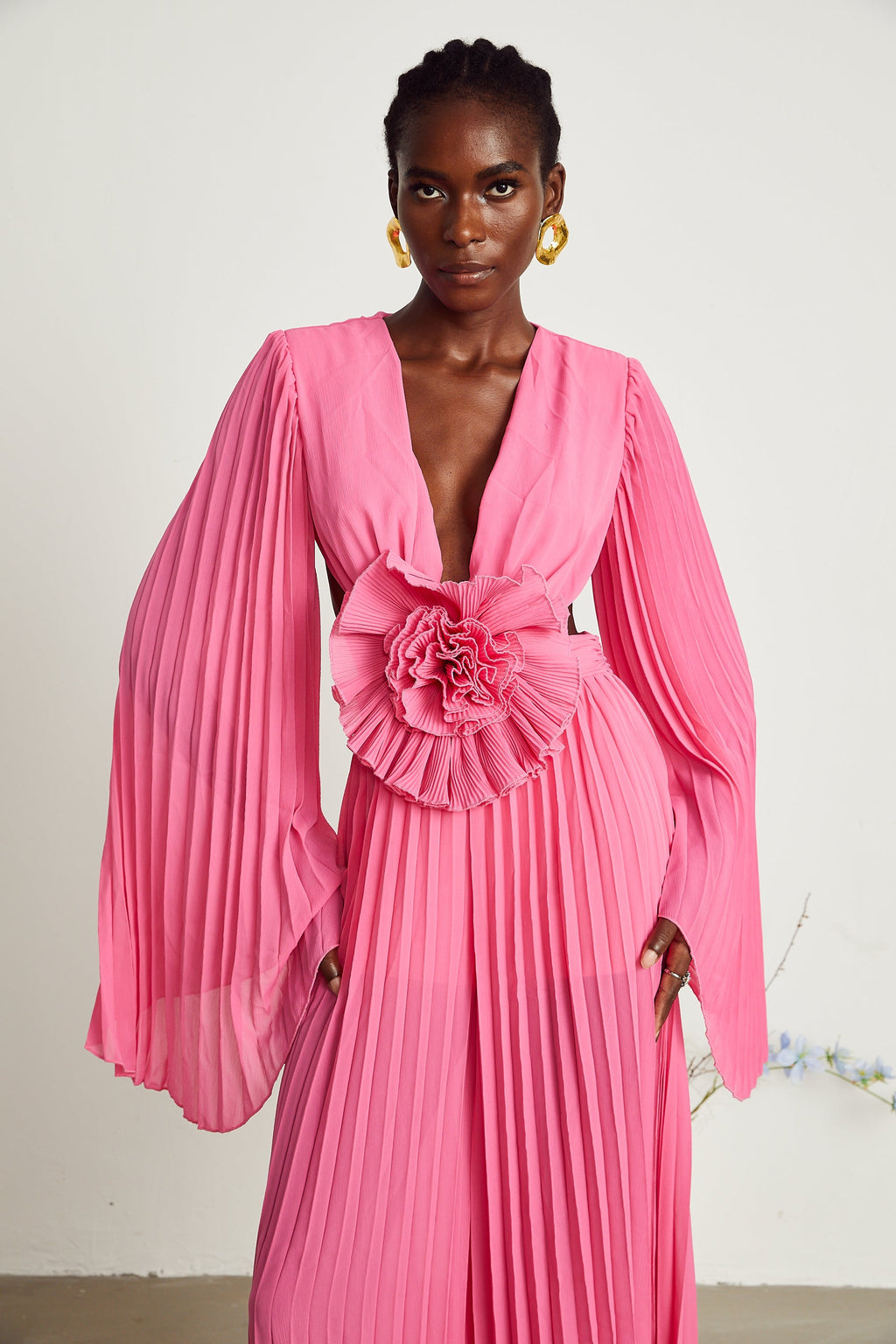 3d Flower Cut-out Maxi Dress