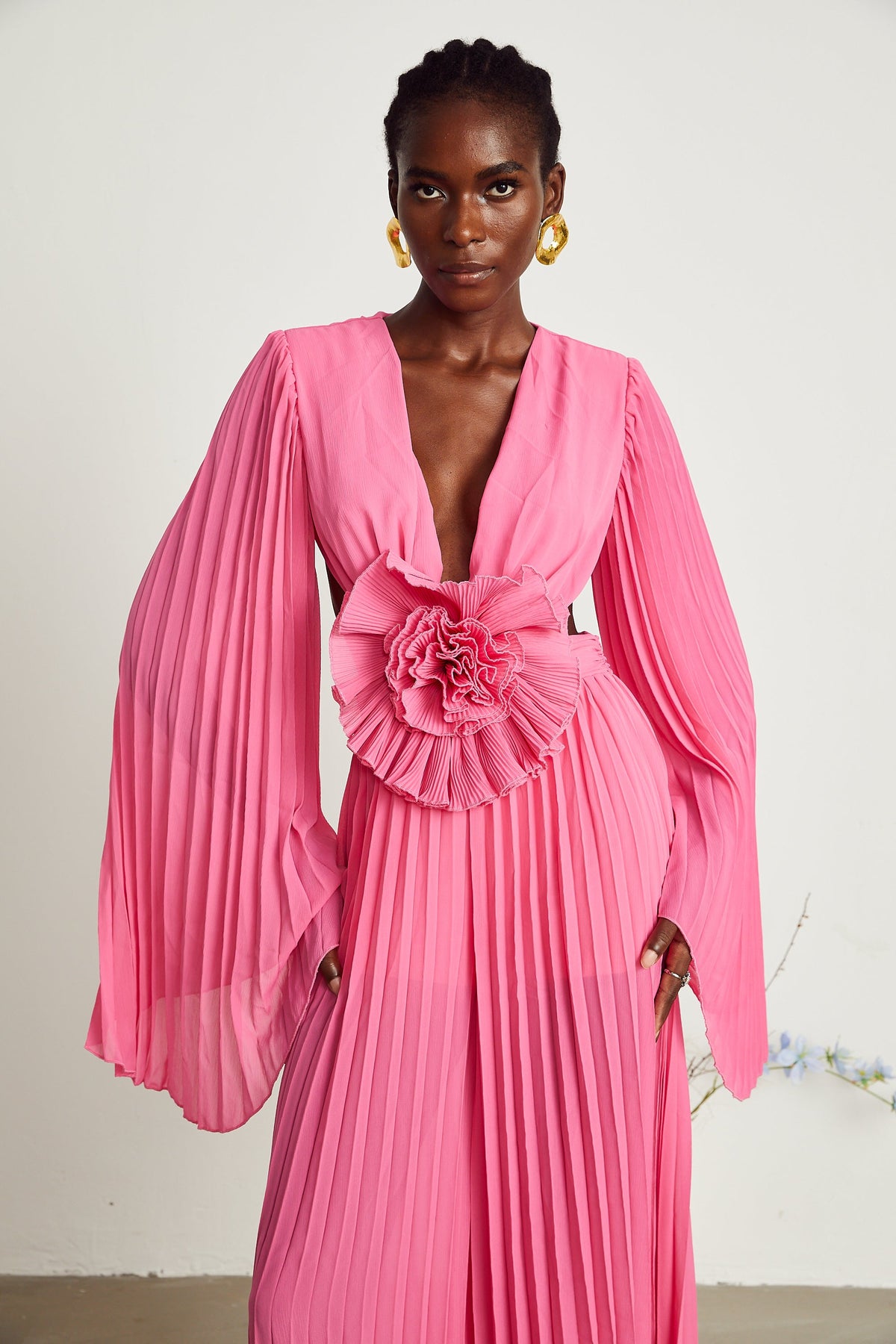 3d Flower Cut-out Maxi Dress