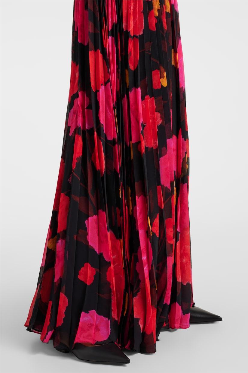 Abstract Print Long Sleeve Lace Up Midi Dress