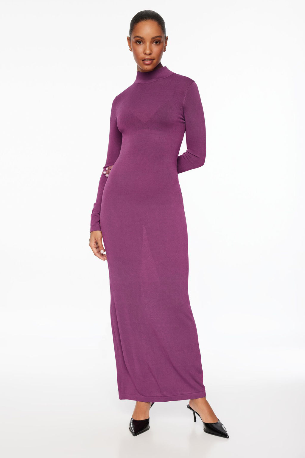 Knit High Neck Midi Dress