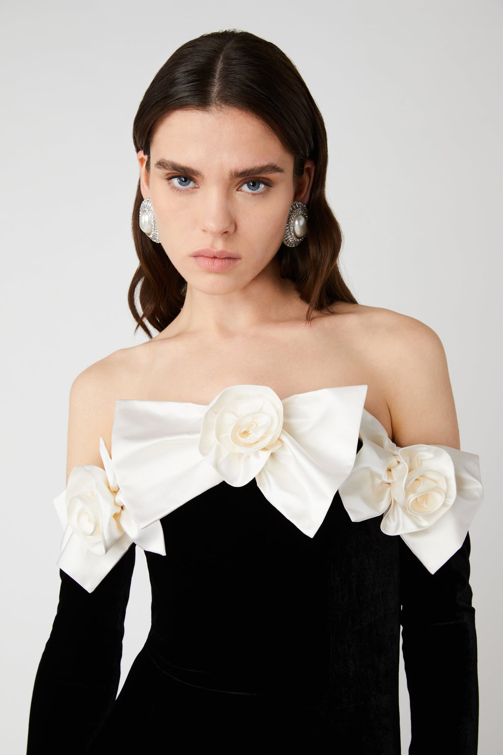 3d Bow Off-shoulder Maxi Dress