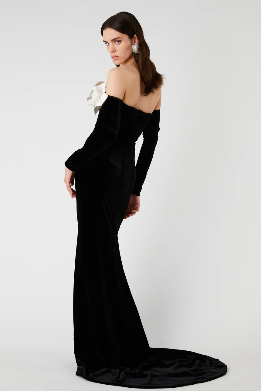 3d Bow Off-shoulder Maxi Dress