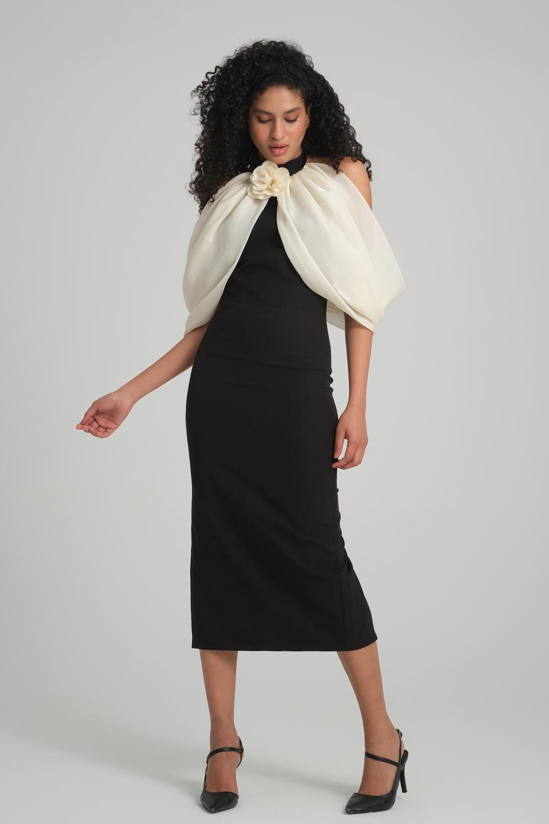 3d Off-shoulder Midi Dress