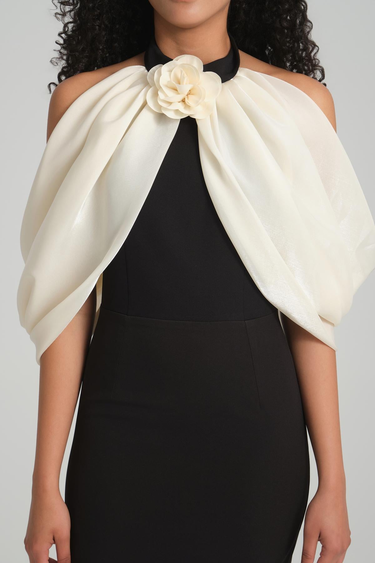 3d Off-shoulder Midi Dress