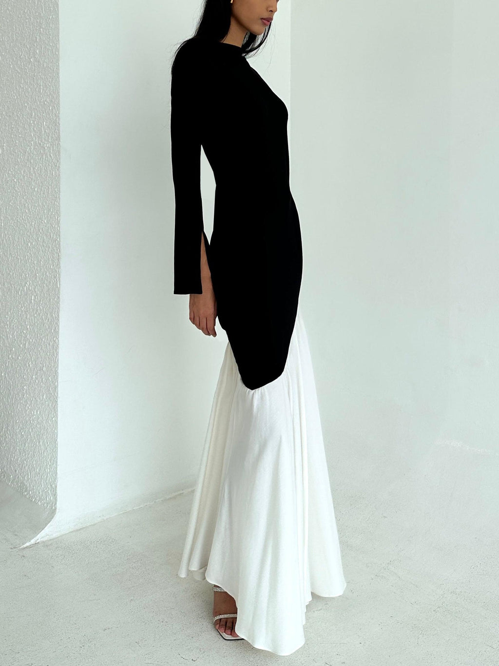 Jersey Contrast Color Midi Dress
