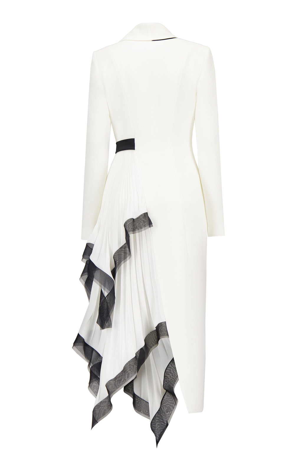 Pleated Asymmetrical Neck Midi Dress