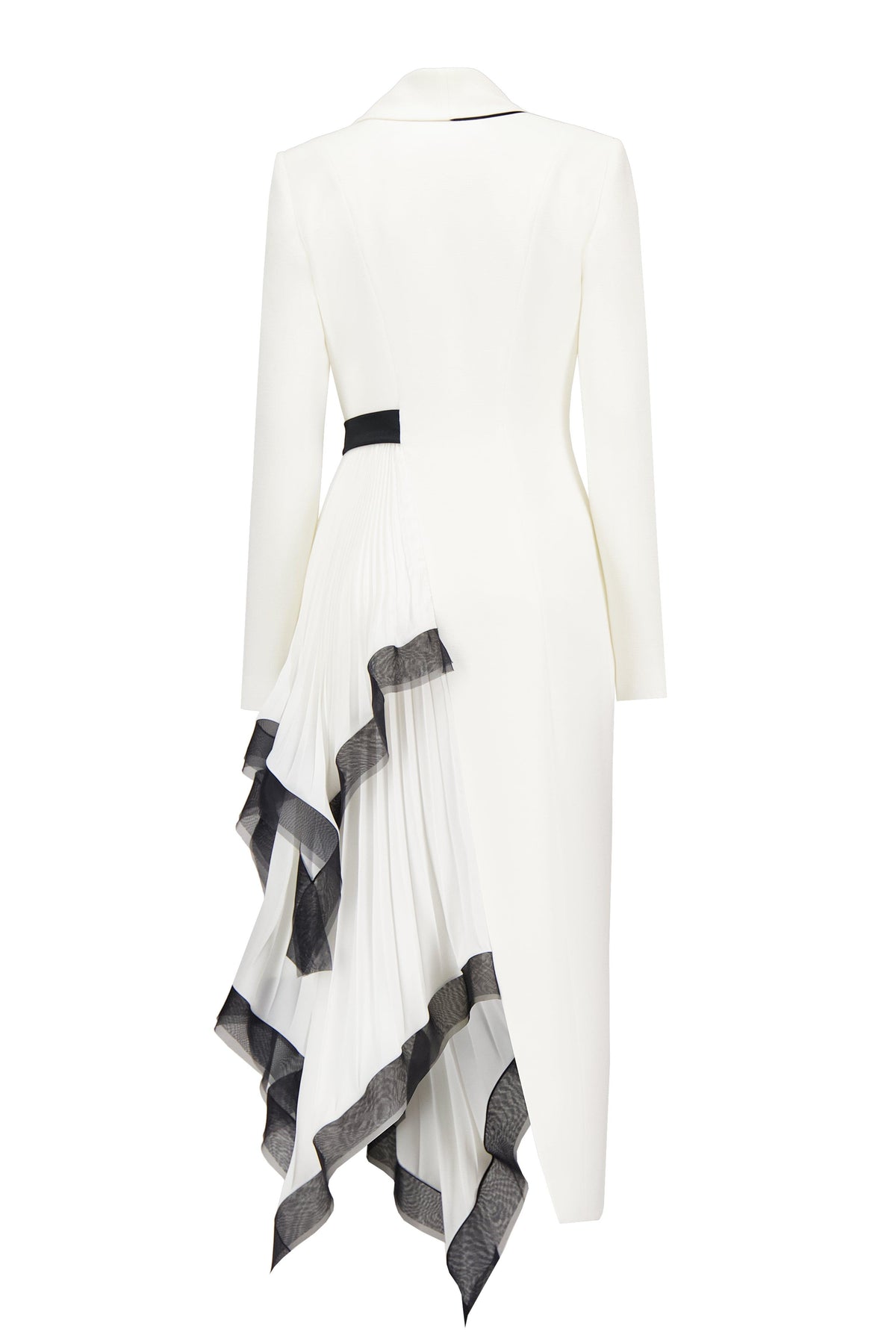 Pleated Asymmetrical Neck Midi Dress