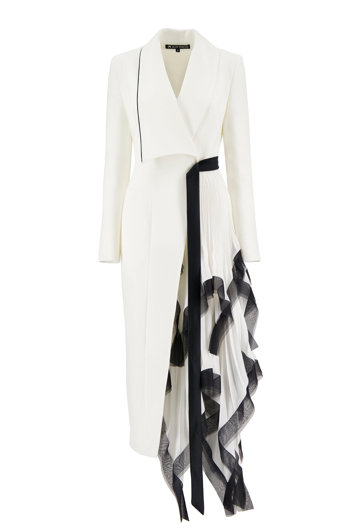 Pleated Asymmetrical Neck Midi Dress