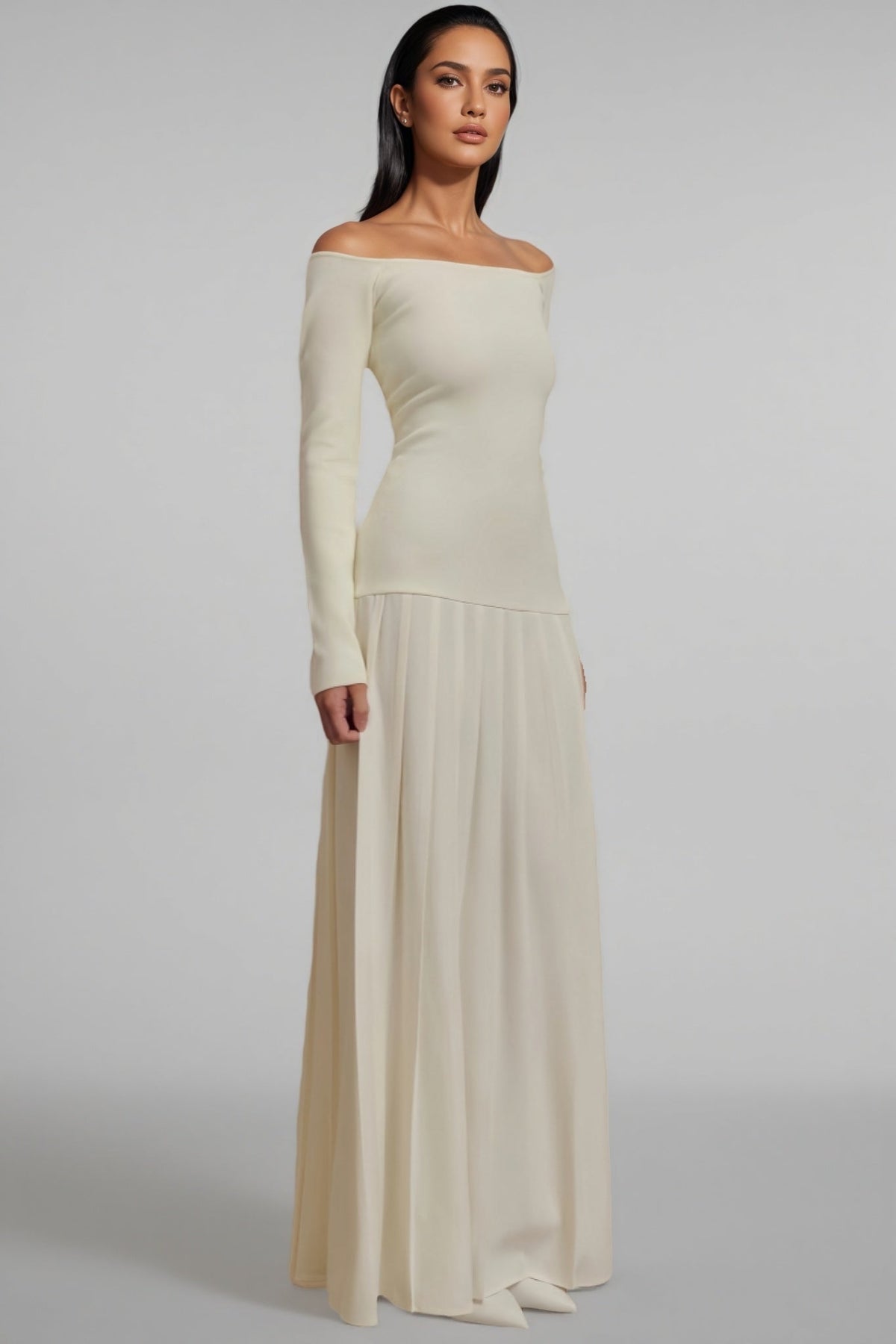 Kiva Pure Apricot Pleated Maxi Dress