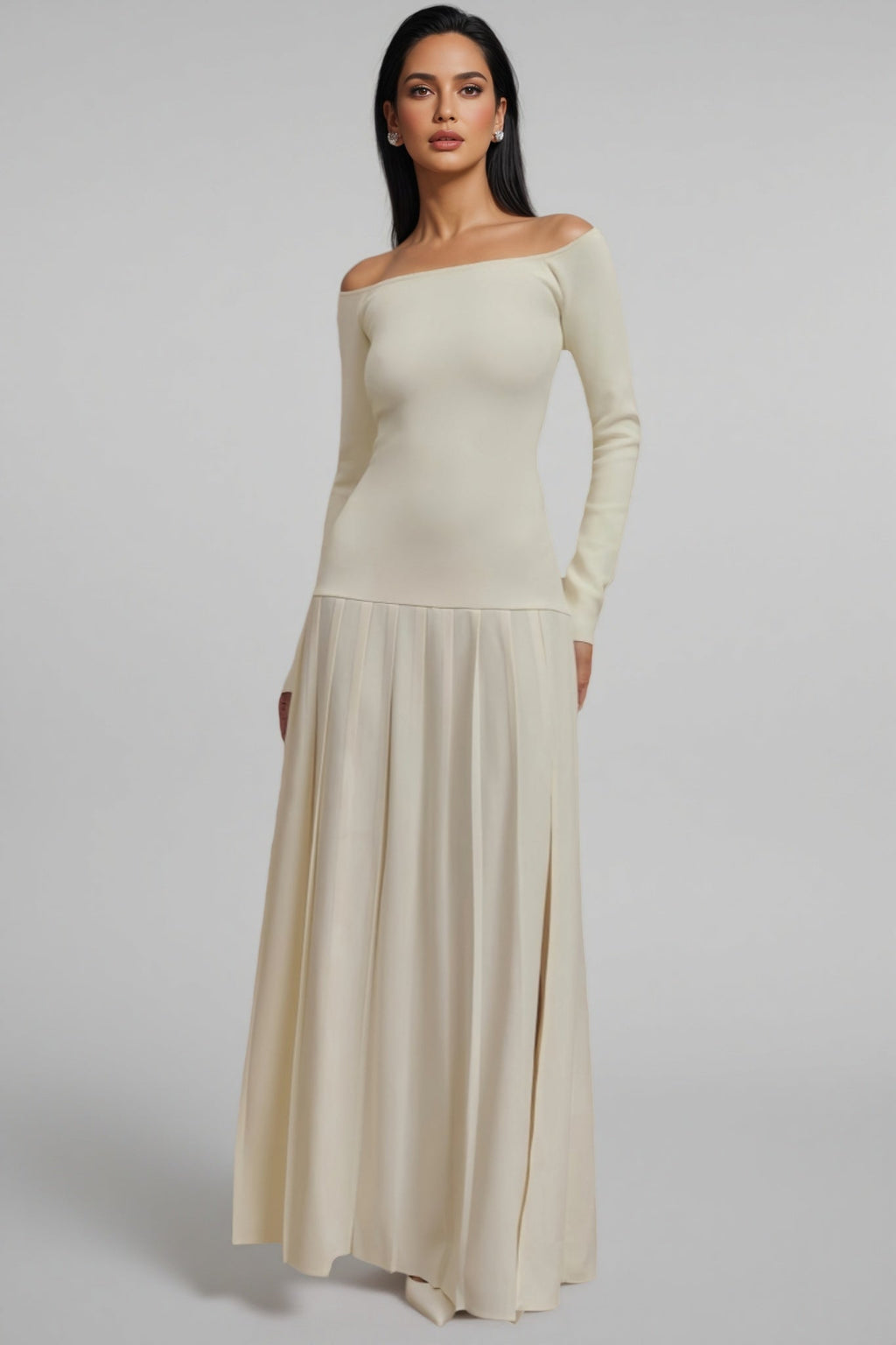 Kiva Pure Apricot Pleated Maxi Dress