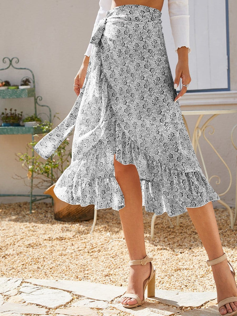 Wrap-tie Ruffle Skirt