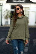 Cowl Neck Waffle Knit Sweater