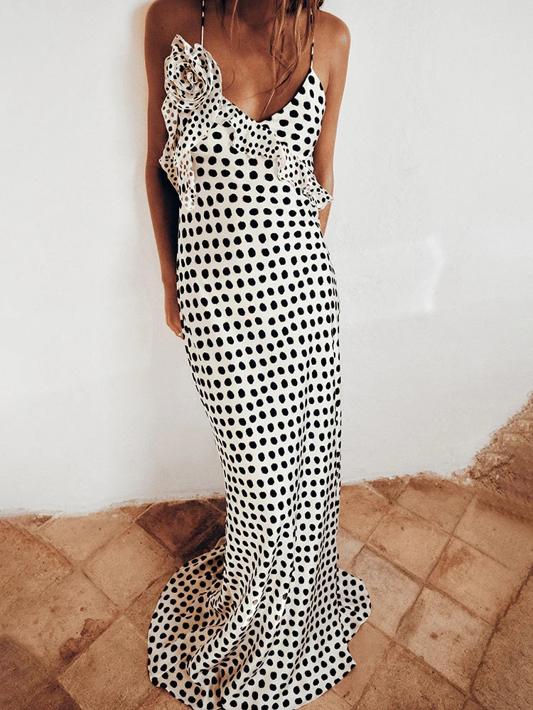 Dots Print Slip Maxi Dress
