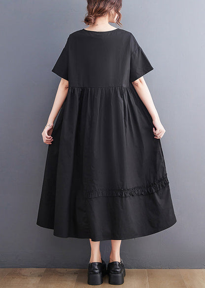 Jacquard Black Patchwork Wrinkled Maxi Dresses Summer Ly0644