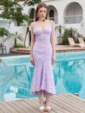 Jacquard Crisscross Back Mermaid Hem Cami Dress