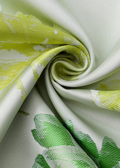 Jacquard Green Stand Collar Button Silk Waistcoat Sleeveless Qo014