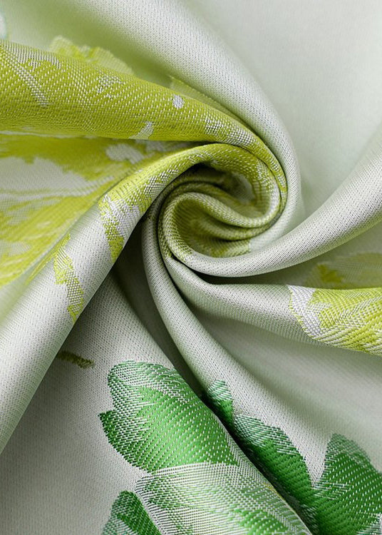 Jacquard Green Stand Collar Button Silk Waistcoat Sleeveless Qo014